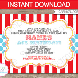 Fantastic Free Circus Party Invitation Templates In Ms Word Birthday Carnival Printable Template Invitations