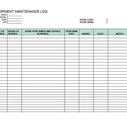 Matchless Maintenance Log Template Excel Equipment