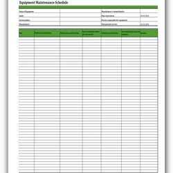 Spiffing Equipment Maintenance Checklist Template Excel Schedule