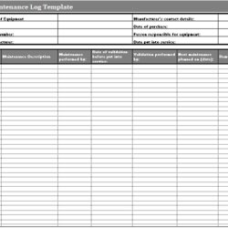 Maintenance Log Templates Ms Word Excel Free Equipment Template Printable Car Choose Board