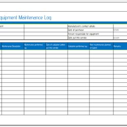 Sterling Printable Equipment Maintenance Log Template Excel Templates Farm