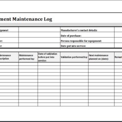 Superb Equipment Maintenance Log Template Ms Excel Templates Schedule Machinery Word Sample Record Printable