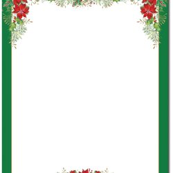 Free Printable Christmas Stationery Paper Poinsettia Valance Letterhead Holiday Papers Border Stationary