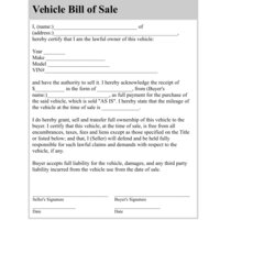 Superior Car Bill Of Sale Free Template Download In And Word Forms Sample Authorization