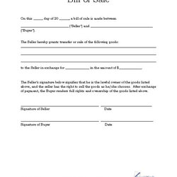 Sublime Free Printable Vehicle Bill Of Sale Template Form Generic Basic Forms