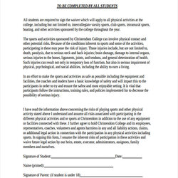 Spiffing Free Sports Waiver Forms In Activity Form Sample