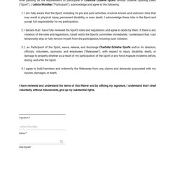 Sports Waiver Template Google Docs Word Participation