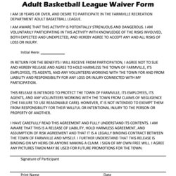 Wonderful Youth Basketball Waiver Form Template Fill Out Sign Online Large