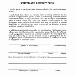 Waiver Form Template For Sports Fresh