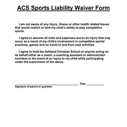 Sports Waiver Form Fill Online Printable Blank Large