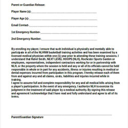 High Quality Free Camp Waiver Template Basketball Training
