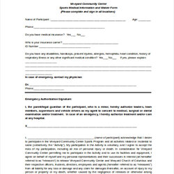 Fantastic Free Sports Waiver Forms In Medical Form Sample