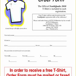 Outstanding Printable Shirt Order Form Template Free Of