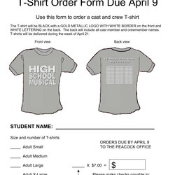 Shirt Order Form Template School High Templates Stunning Highest Clarity