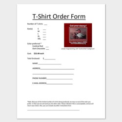 Worthy Shirt Order Form Template Word Excel In All Sizes