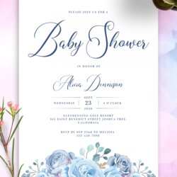 Wonderful Download Printable Floral Blue Baby Shower Invitation Invitations Template Templates Kids