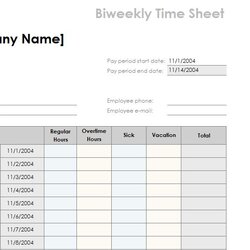 Biweekly Template Excel