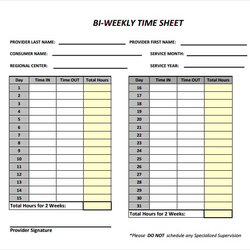 High Quality Biweekly Time Card Template Bi Weekly Format Download