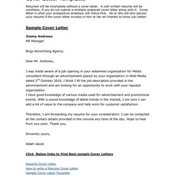 Perfect Free Cover Letter Samples In For Resume