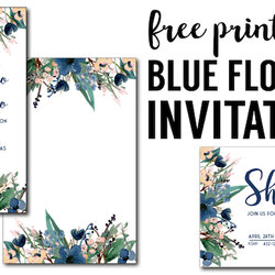 Out Of This World Floral Borders Invitations Free Printable Invitation Templates Blue Blush Flower Template