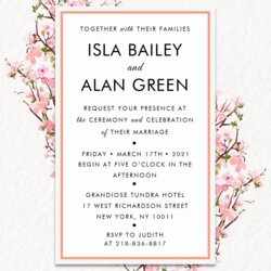 Preeminent Modern Floral Invitation Templates Editable With Ms Word Free Template Printable