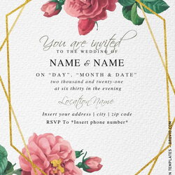 Spiffing Free Botanical Floral Wedding Invitation Templates For Word Download Gold Geometric Greenery