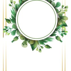 Swell Free Printable Round Greenery Wedding Invitation Templates Template Printing Paper Leave Set