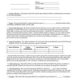 Marvelous Printable Sample Partnership Agreement Form Contract Template Rental Estate Real Business Forms