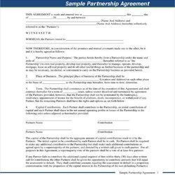 Free Real Estate Partnership Agreement Templates Word Apple Template Sample Business Pages
