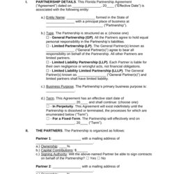 Free Florida Partnership Agreement Template Word Fit