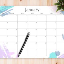 Fantastic Download Printable Simple Colored Monthly Calendar Calendars Template
