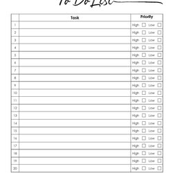 Printable Checklist Template To Do List With Priority
