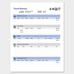 Fantastic Travel Itinerary Word Template Collection Business Doc Source