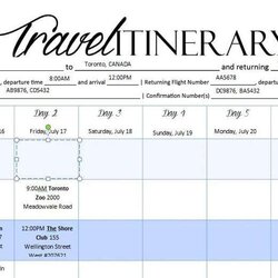High Quality Travel Itinerary Templates Word Excel Template Trip Road Format Blank Needs Fit