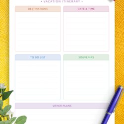 Download Printable Vacation Itinerary Other Honeymoon Template