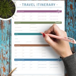 Smashing Download Printable Travel Itinerary Trip Planner Template