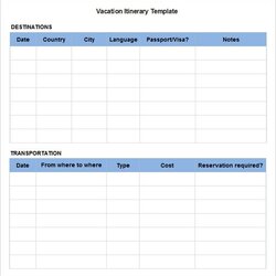 Travel Itinerary Template For Word Sample Vacation Free Download