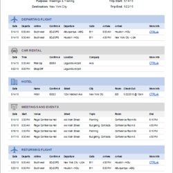 Superlative Travel Itinerary Template Excel Word Summary Create Plans Sheets