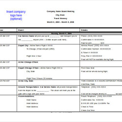 Travel Itinerary Template Word Planner Free Templates Microsoft Format Ms Documents Sample Printable