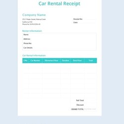 Excellent Car Rental Receipt In Docs Sheets Excel Word Numbers Template Simple Editable Rent Templates Format