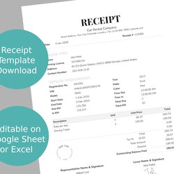 Wizard Car Rental Receipt Template Download Us Letter Size Easy Editable In