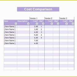 Superb Free Comparison Chart Template Excel Of Matrix To Pin Cost Analysis Vendor Spreadsheet Templates Word