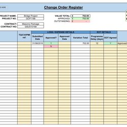Terrific Change Order Form Log Excel Template Register