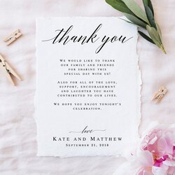 Outstanding Wedding Thank You Notes Printable Templates Editable Template