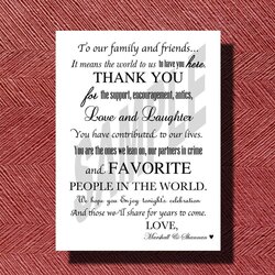 Wedding Day Thank You Note To Guest Printed Or Printable