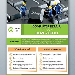 Free Computer Repair Flyer Template Follow Social Check Graphic Web Use Project Next