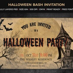 Legit Free Halloween Party Invitation Templates Design Trends Premium Template Typography Bash Microsoft