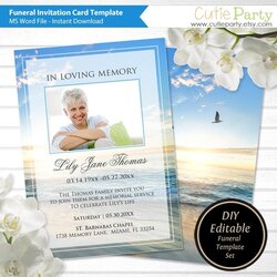 Funeral Announcement Template Printable Invitation In