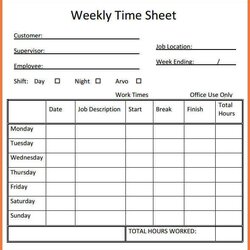 Preeminent Printable Weekly Time Sheets Template Business Sheet