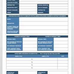 Excellent Complete Collection Of Free Change Order Forms Template Work Extra Form Contractor Templates